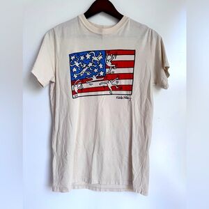 Keith Haring American Flag Cartoon Shirt 100% Cotton Men's‎ XS Americana July 4